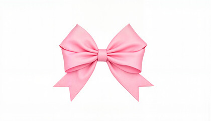 Pink ribbon bow on white background with copy space for creative design concepts