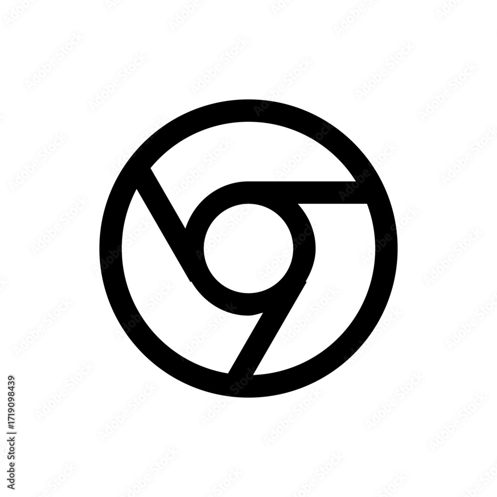 Poster black and white graphic design featuring a circular shape with a central circle and angled lines ins