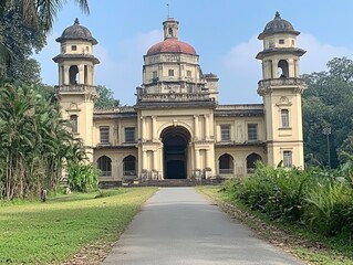 Fototapeta premium Large, pale-beige building, grand entrance