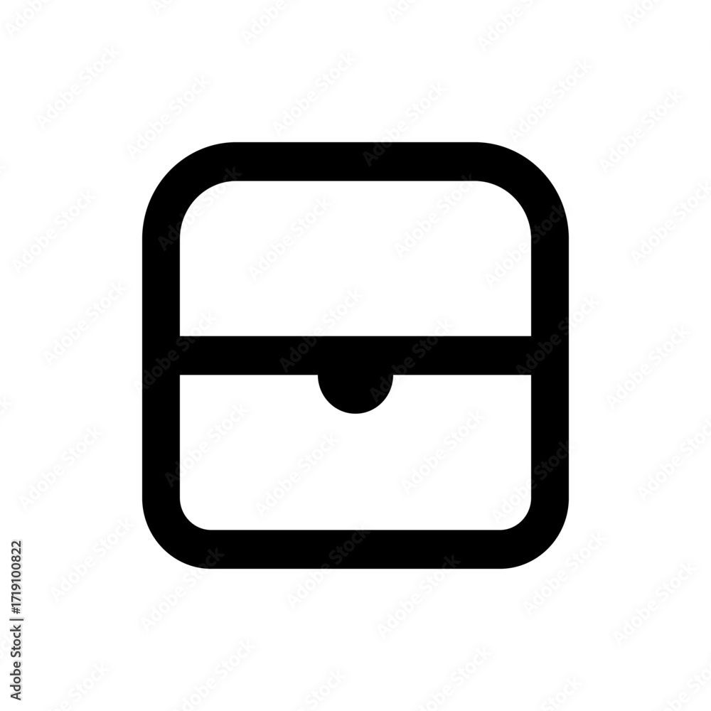 Poster illustration of a simple drawer icon with rounded edges and a small circular handle in the center li