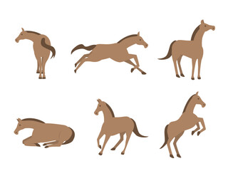 シンプルな馬のイラストセット