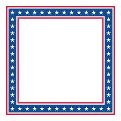Patriotic Stars and Stripes Square Frame. American Flag Border with Stars and Stripes.
