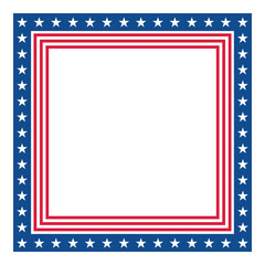 Patriotic Stars and Stripes Square Frame. American Flag Border with Stars and Stripes.
