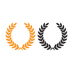 Orange and black laurel wreaths on white background
