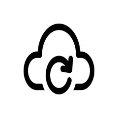 Illustration of a cloud shape with a circular arrow inside representing data synchronization process online