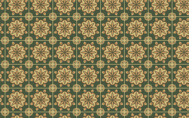 Decorative Seamless Pattern flowers green and orange color, vintage seamless pattern, seamless pattern with floral pattern.