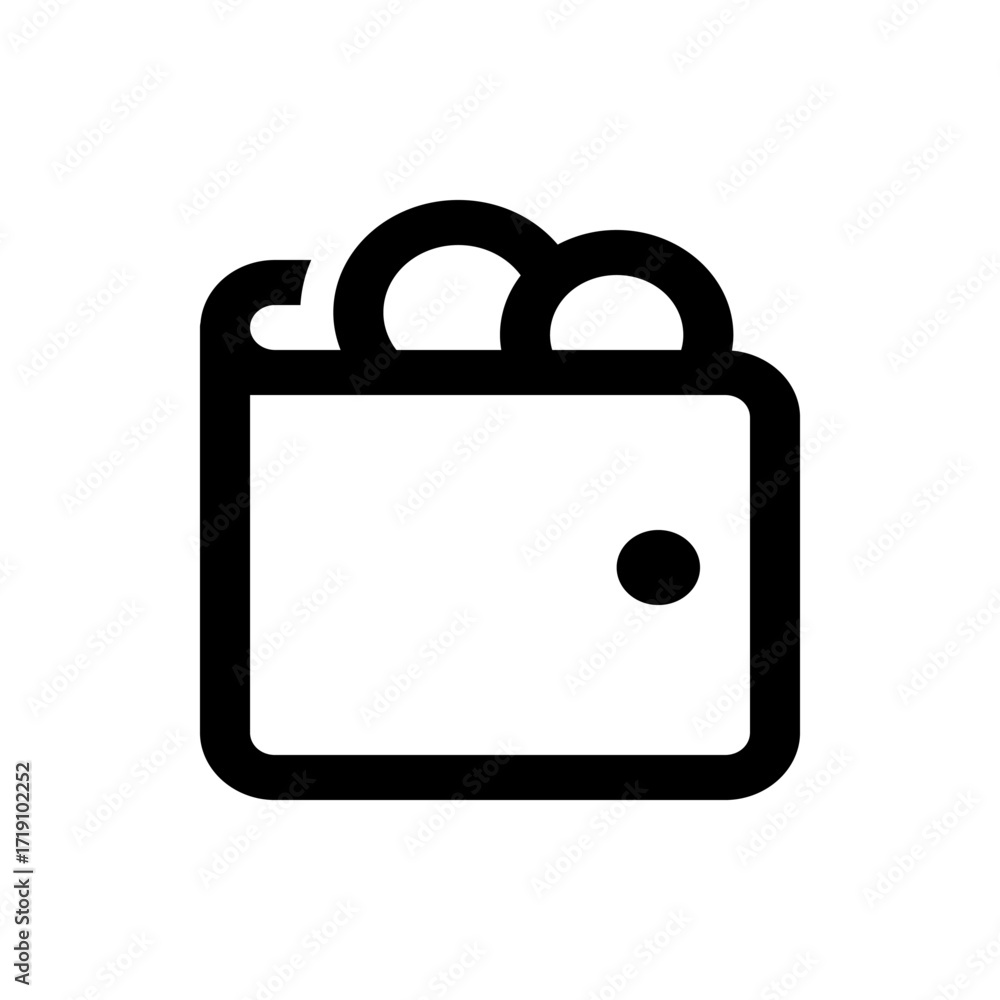 Aufkleber black and white icon of a square with rounded corners and three circles on top and a circle inside