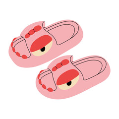 Women and kids colorful summer beach sandals in hand drawn style. Sandals, mules, ballet flats, flip-flops. Stylish modern design of shoes for women and children.