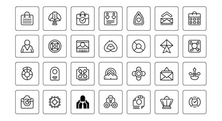 A curated collection of versatile line art icons for digital and print design projects