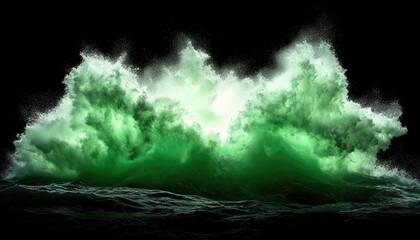 Powerful emerald green wave crashing