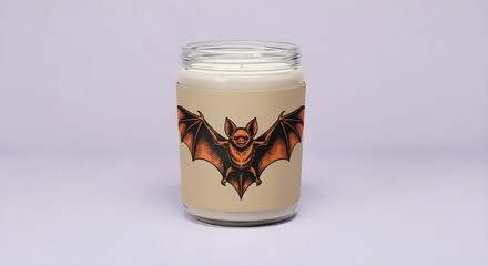 Eco-friendly packaging with a Halloween-themed candle featuring a bat design