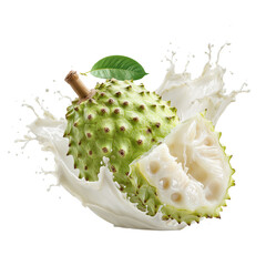 Soursop with Milk Splash on a Transparent Background