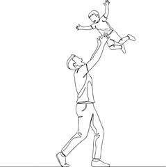 Father Playing with Child Minimal Line Art