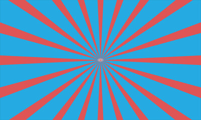 Blue and red sunburst abstract radial rays background