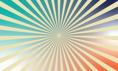 Radiant vintage sunburst with gradient teal, orange, and cream retro-inspired design pattern