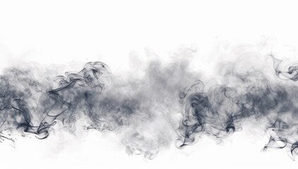 Abstract image of dark gray smoke wisps against a white background, forming a horizontal band of varying density and texture
