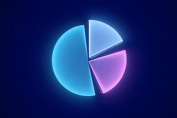 Digital Pie Chart Featuring Blue and Pink Colors on Dark Screen