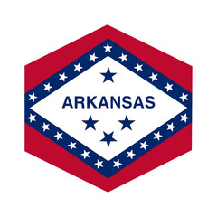 Arkansas flag. Arkansas USA flag vector. Arkansas hexagon flag on white background