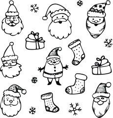 Christmas doodle icon vector set, Christmas vector designs