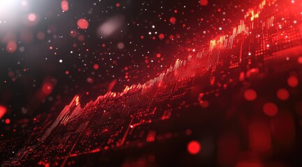 Red chart graphic with glowing data points