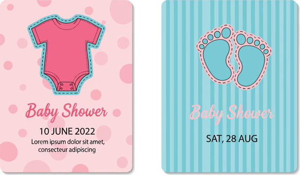 Baby shower invitation template for girl and boy vector design editable vector