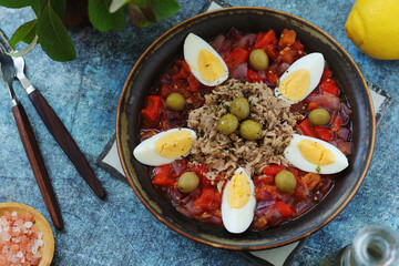 A traditional dish of Tunisian cuisine - Mechouia salad