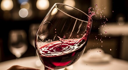 Red Wine Splash with Restaurant Ambiance.