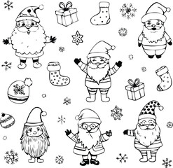 Christmas doodle icon vector set, Christmas vector designs