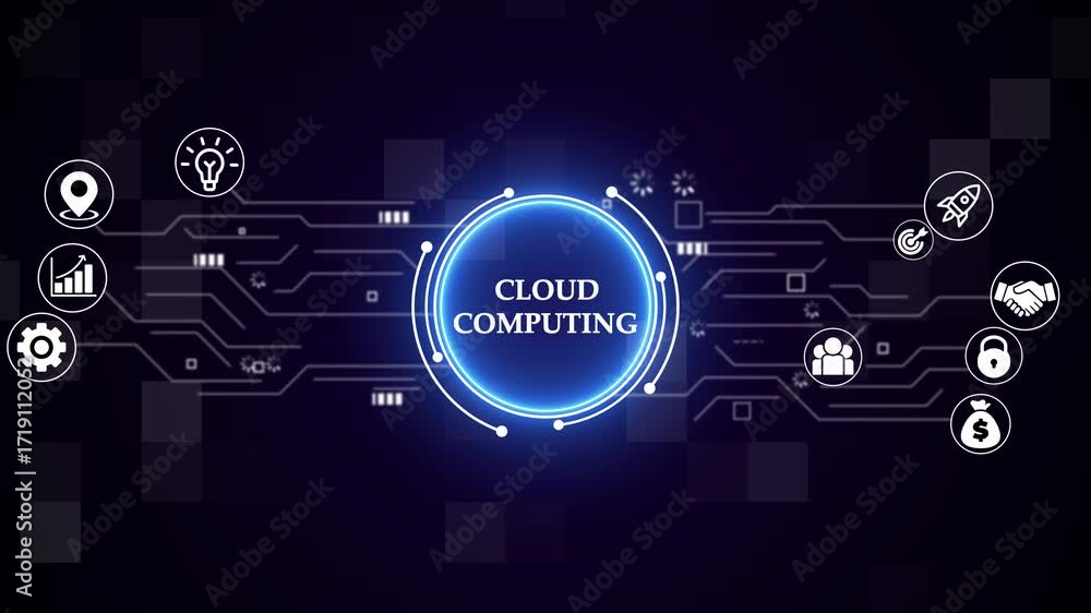 Poster ''cloud computing'' concept with icons. progress concept. animated icons of quality, management, sta