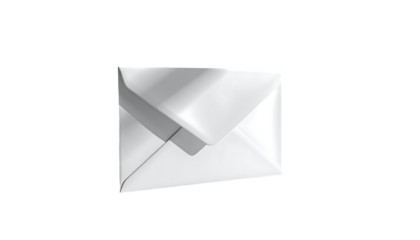 A pristine white envelope, subtly shadowed, suggesting a three-dimensional form against a stark black background
