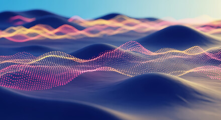 Abstract Wavy Landscape with Dotted Grid Modern Background for Digital Art and Technology