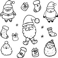 Obraz premium Christmas doodle icon vector set, Christmas vector designs