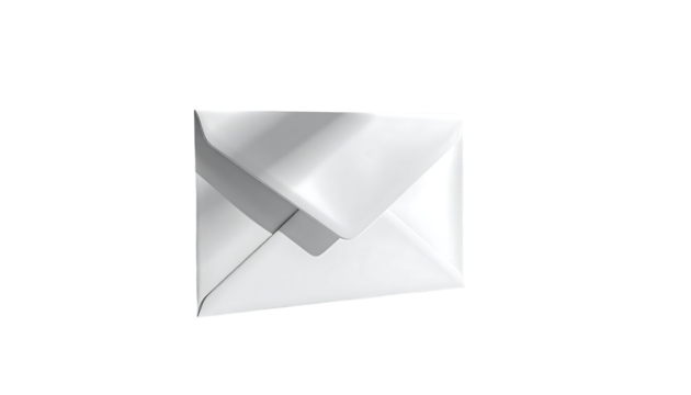 A pristine white envelope, subtly shadowed, suggesting a three-dimensional form against a stark black background - Powered by Adobe