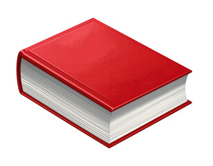 Red book, hard cover,  isometric view