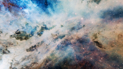 Colorful nebula cloud of gas and dust particles creating a stunning display