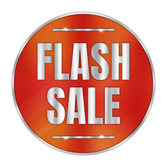 Flash Sale Badge – Red Round Discount Sticker Icon with Transparent Background for Promotions and Marketing