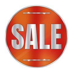 Sale Badge – Red Round Discount Sticker Icon with Transparent Background for Promotions and Marketing