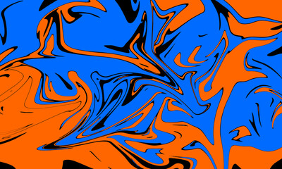 Abstract Fluid Background with Blue and Orange Liquid Flow Design