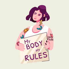 Empowered Woman My Body, My Rules Illustration