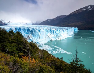 Majestic glacier overlooking turquoise water