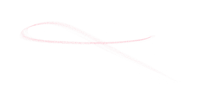 Hand drawn pink pencil lines, circles, stripes and squiggly lines on transparent background.