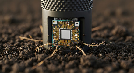 Ground Level Technological Interface in Soil with Integrated Circuitry Device