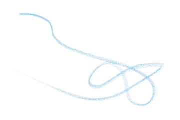 Hand drawn light blue pencil lines, circles, stripes and squiggly lines on a transparent background.