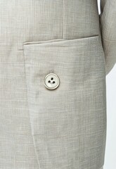 Beige linen blazer pocket detail