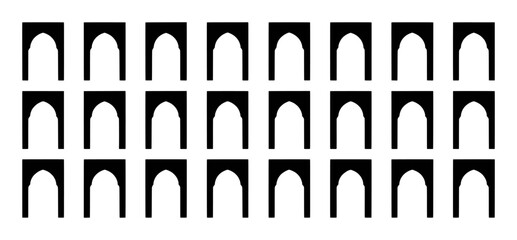 A repeating pattern of black arch shapes arranged in a grid, creating a visual rhythm.