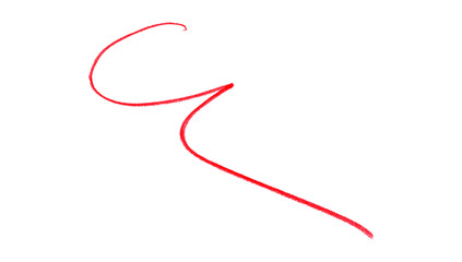 Hand drawn red pencil lines, circles, stripes and squiggly lines on transparent background.