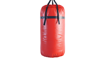 Red punching bag for boxing and martial arts isolated on transparent background