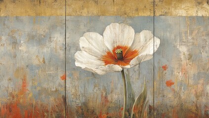 White flower, textured background