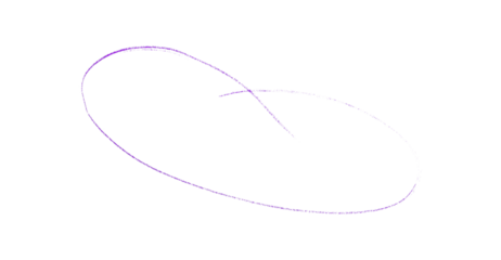 Hand drawn purple pencil lines, circles, stripes and squiggly lines on transparent background.