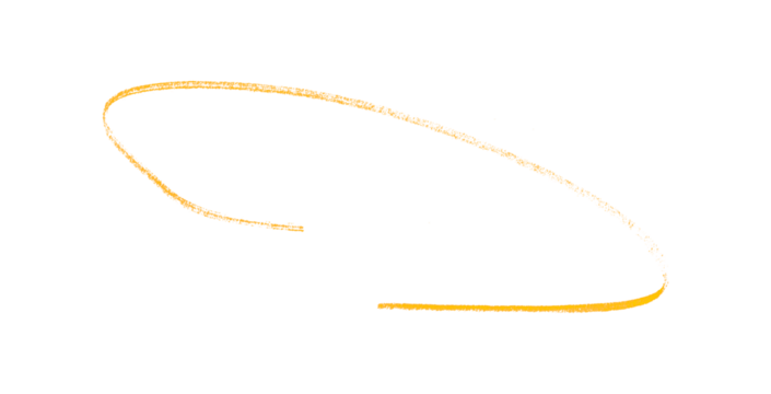 Hand drawn yellow pencil lines, circles, stripes and squiggly lines on a transparent background.